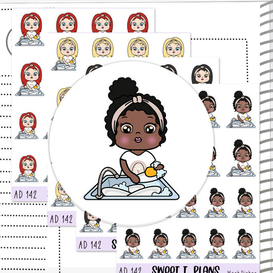 Aleyna Wash Dishes Chores Planner Sticker Sheet (AD142)