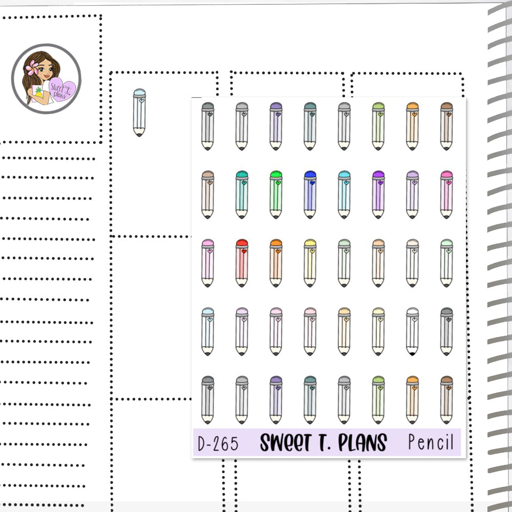 Doodle Pencil School Planner Sticker Sheet (D 265)