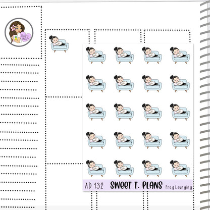 Aleyna Pregnancy Lounging Relaxing Tired Baby Planner Sticker Sheet (AD132)