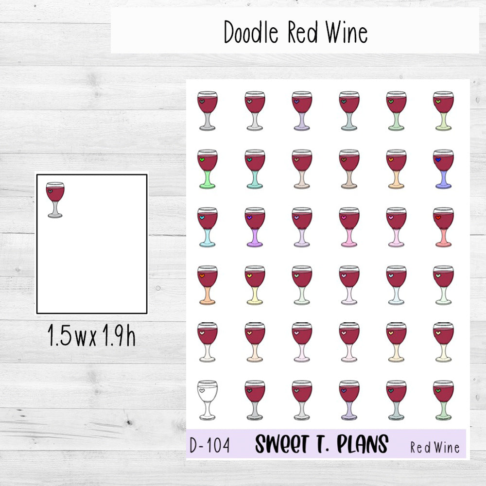 Red Wine Planner Sticker Sheet (D104)