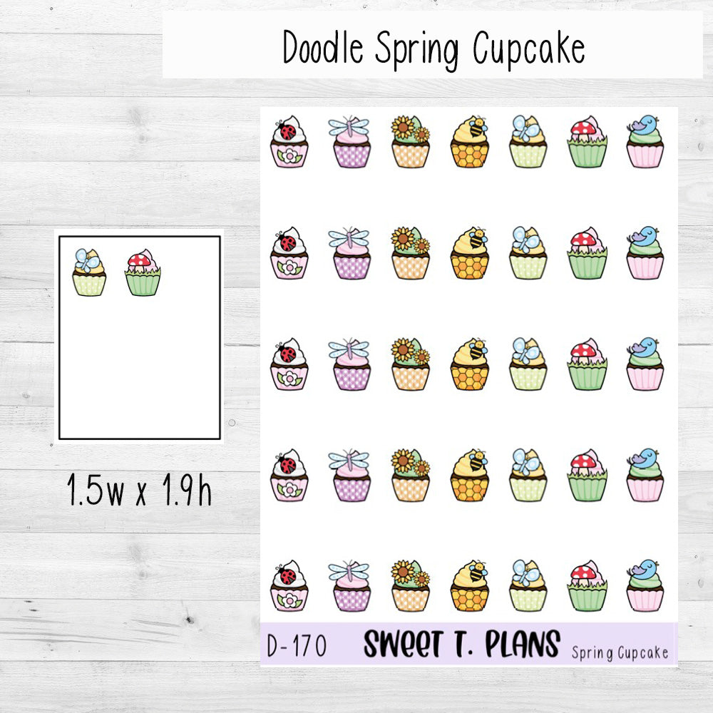 Spring Cupcake Planner Sticker Sheet (D170)