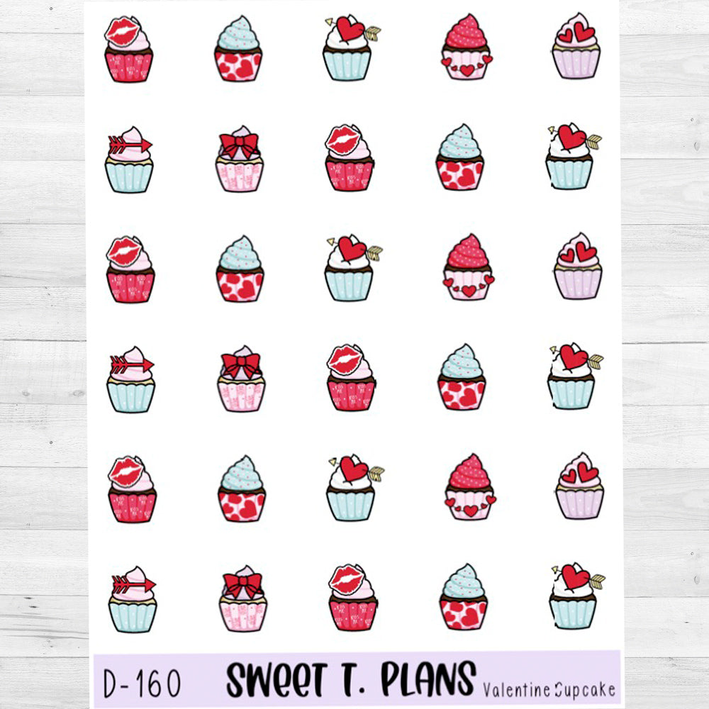 Valentine Cupcake Planner Sticker Sheet (D160)