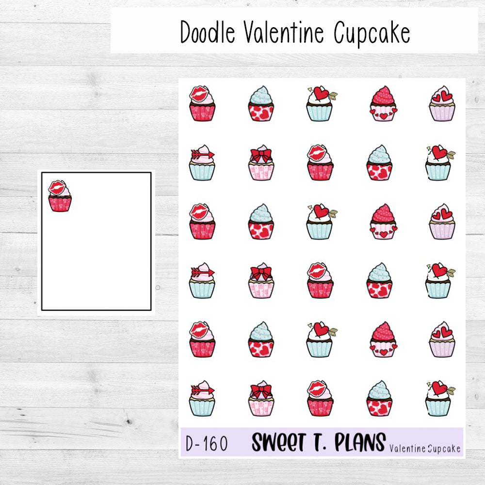 Valentine Cupcake Planner Sticker Sheet (D160)