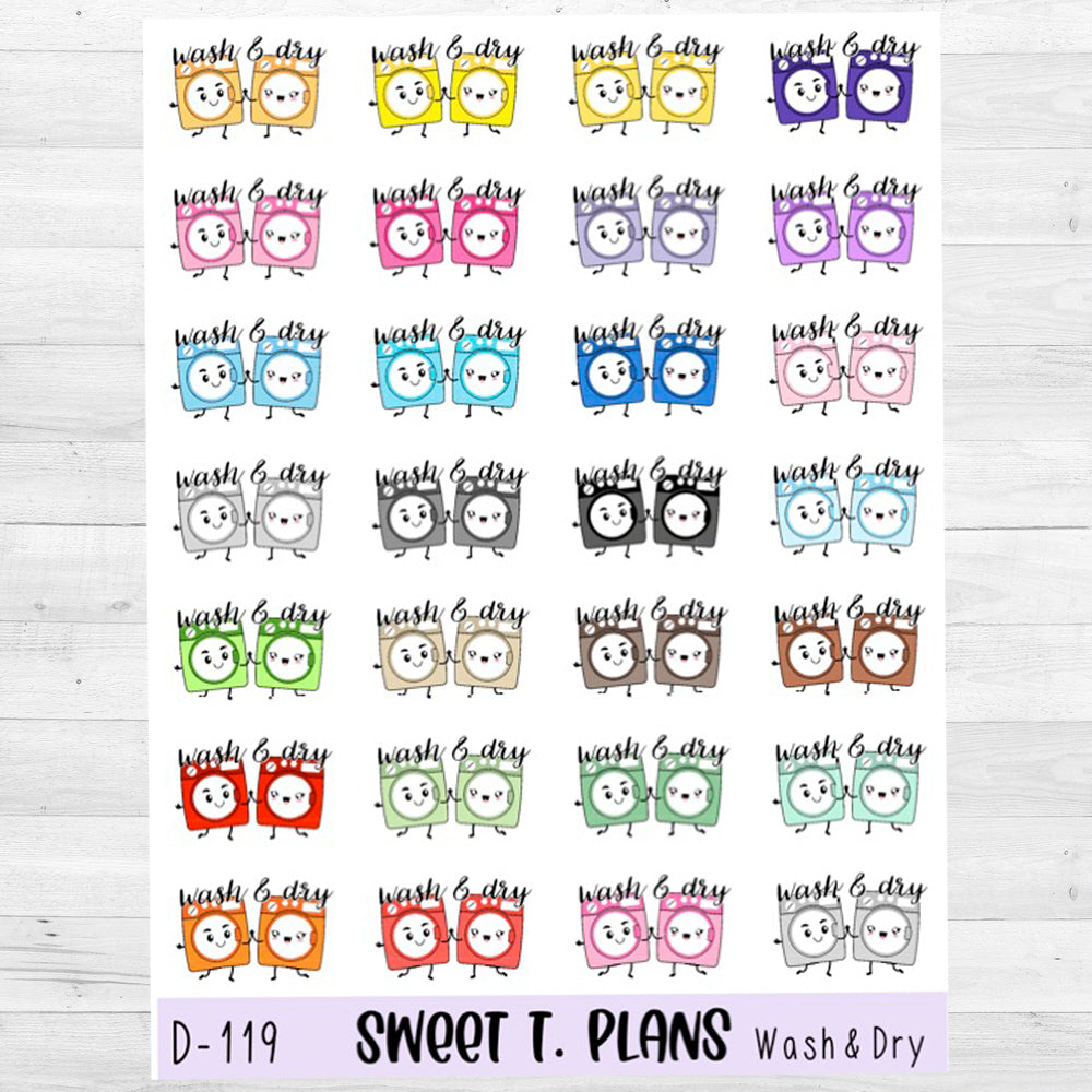 Wash And Dry Laundry Planner Sticker Sheet (D119)