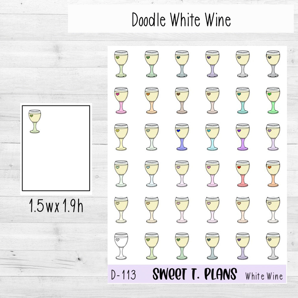 White Wine Planner Sticker Sheet (D113)