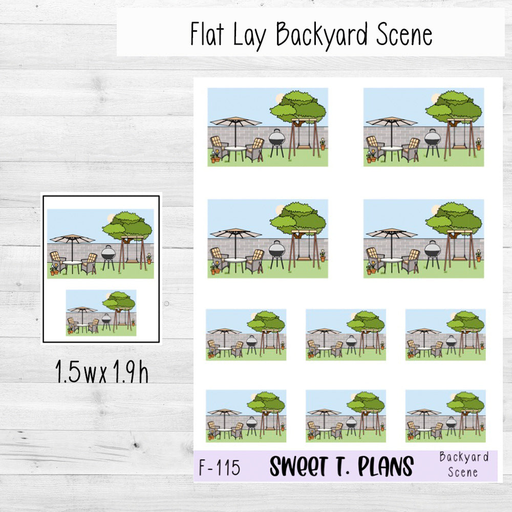 Backyard Scene Planner Sticker Sheet (F115)