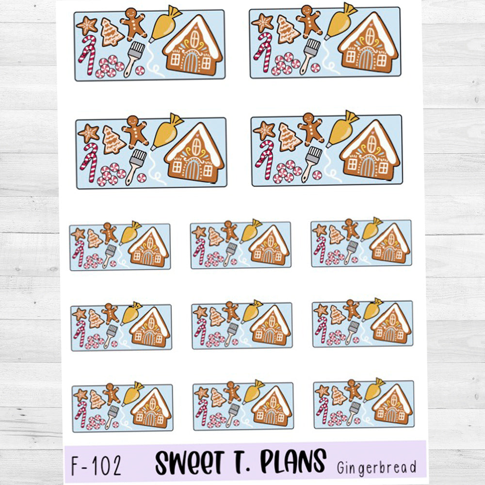 Gingerbread House Baking Flat Lay Planner Sticker Sheet (F102)