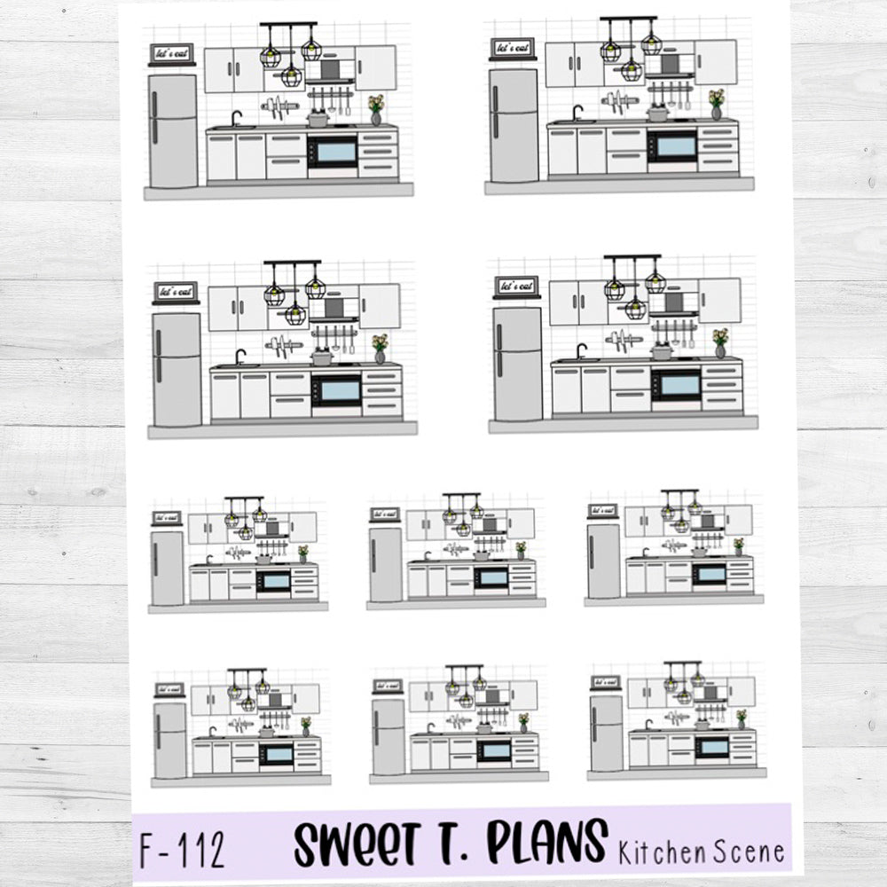 Kitchen Scene Planner Sticker Sheet (F112)