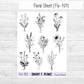 Floral Sheet Black and White Planner Sticker Sheet (Flo 100 Flo 101)