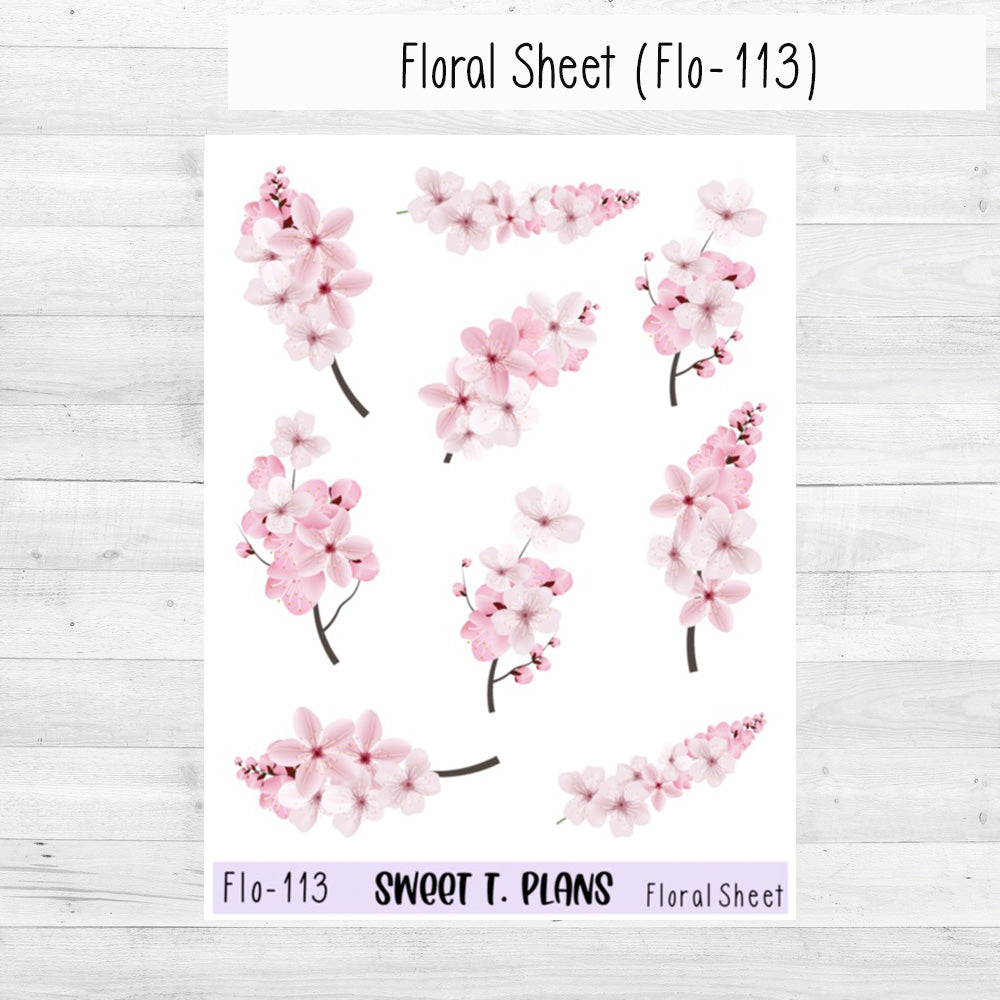 Floral Sheet Pink Planner Sticker Sheet (Flo 113)