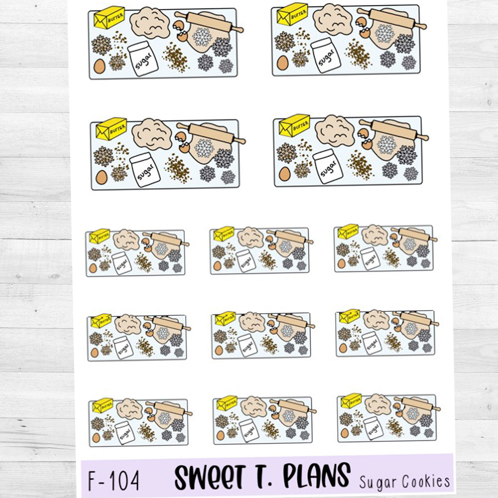 Sugar Cookies Baking Flat Lay Planner Sticker Sheet (F104)
