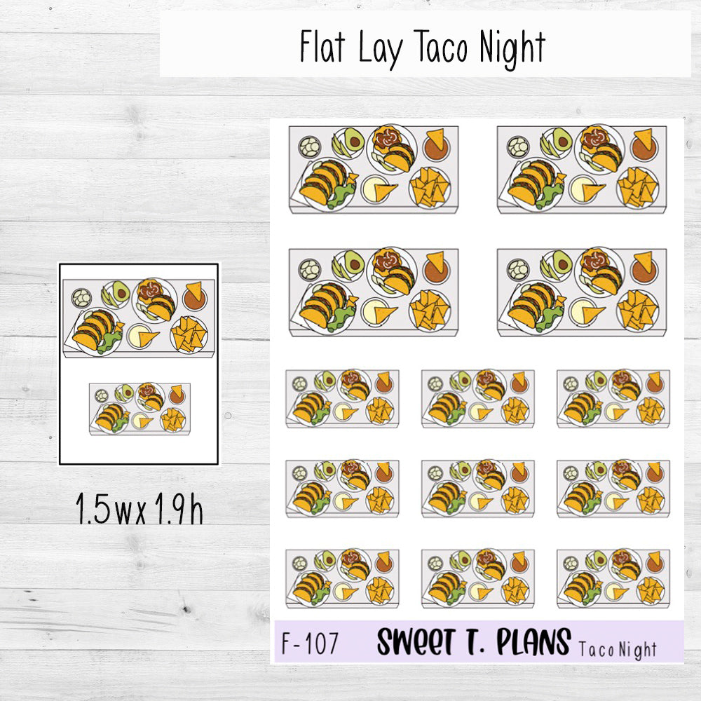 Taco Night Flat Lay Planner Sticker Sheet (F107)