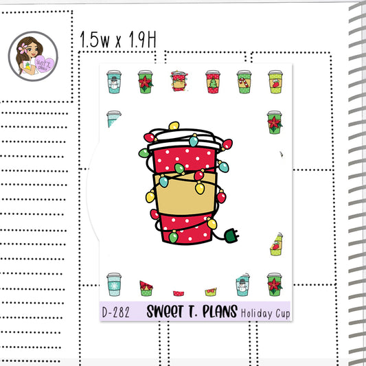 Christmas Cup Coffee  Doodles Planner Sticker Sheet (D 282)