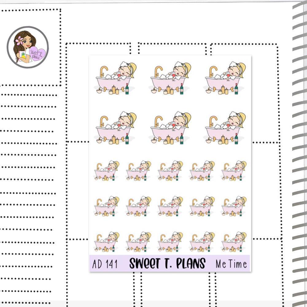 Aleyna Me Time Relax Bath Wine Planner Sticker Sheet (AD141)