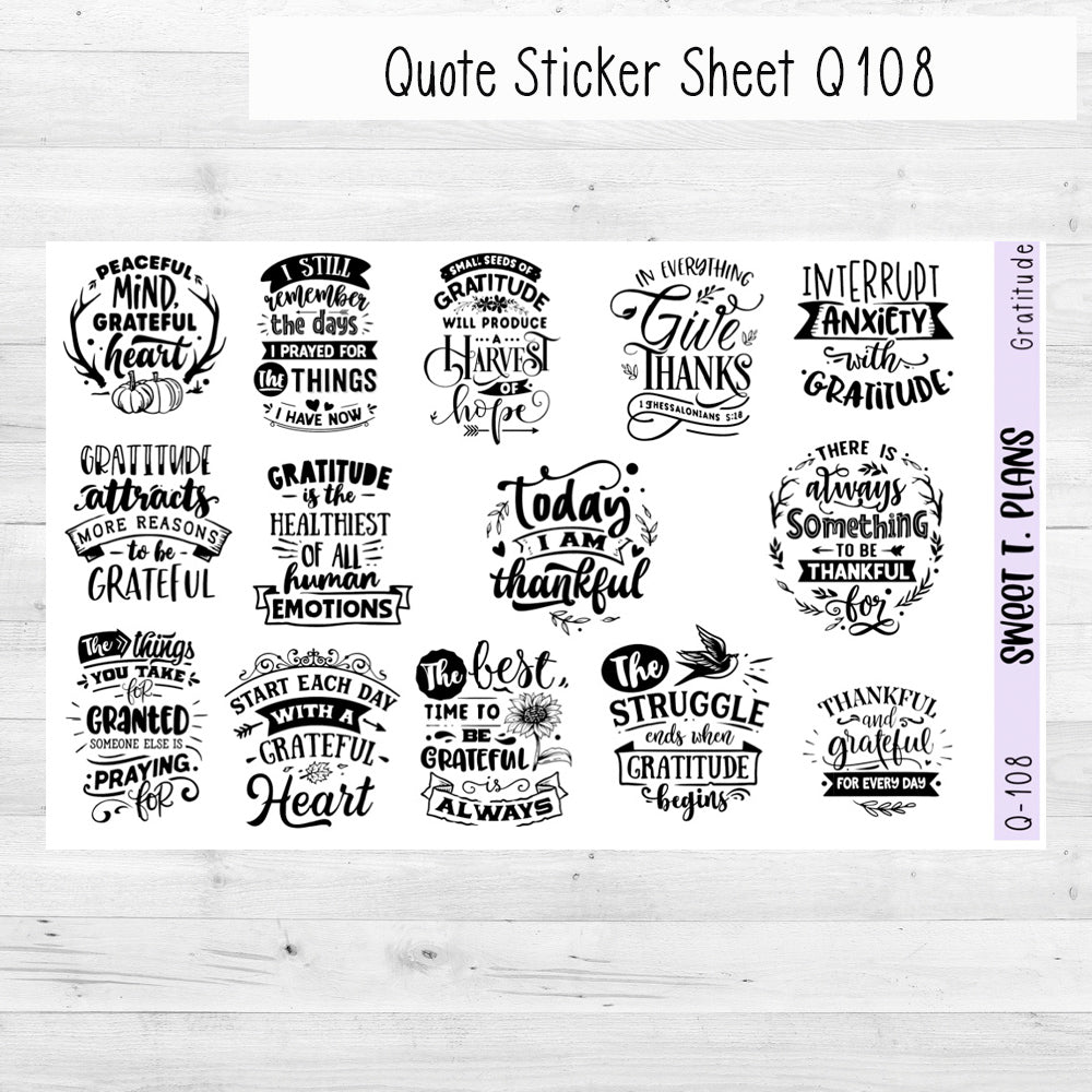 Gratitude Quotes Planner Sticker Sheet (Q108 Q109)