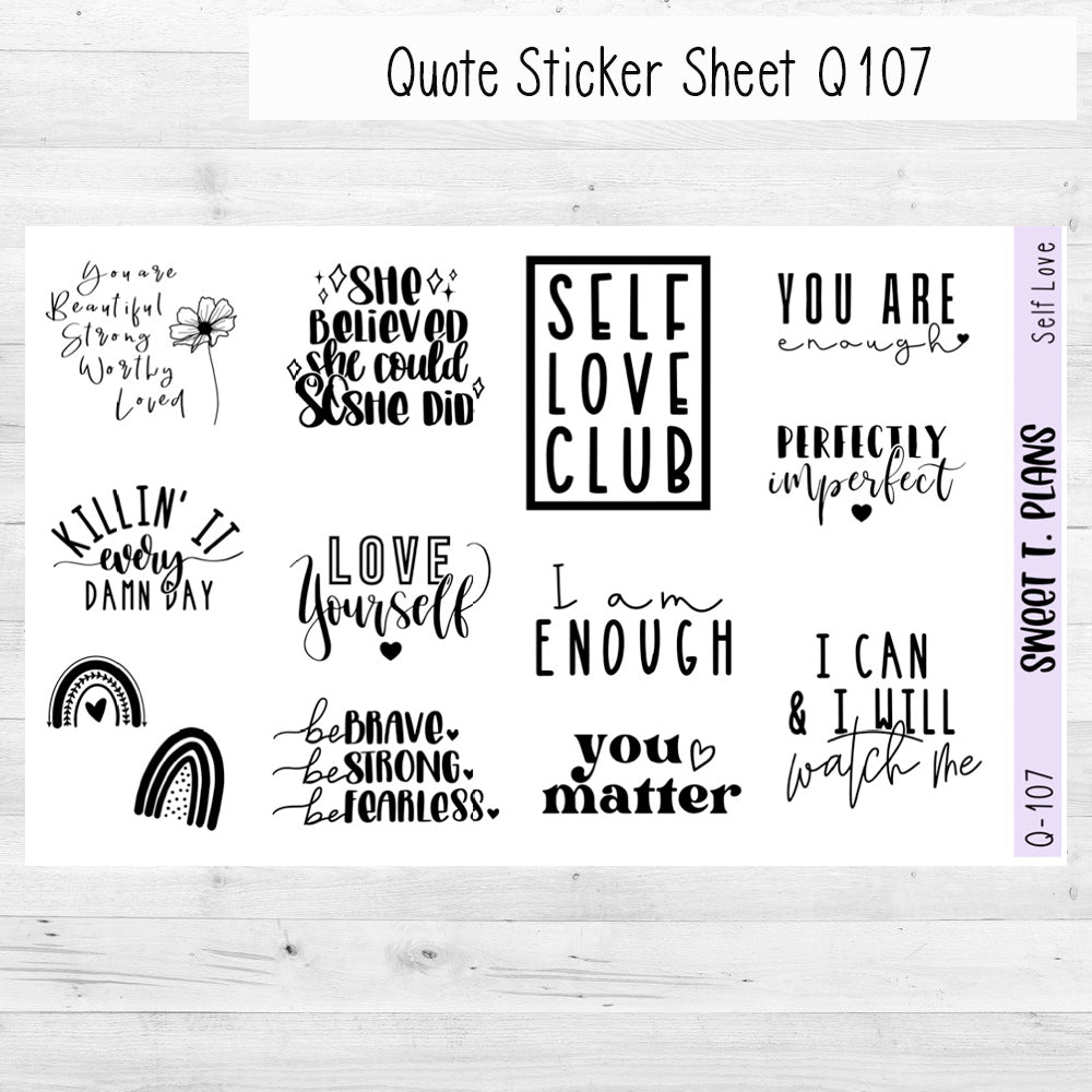 Self Love Quotes Planner Sticker Sheet (q106 Q107)