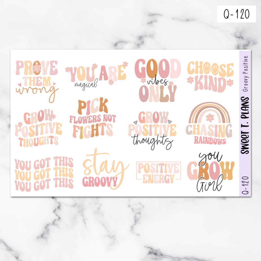 Groovy Postitive Quotes Planner Sticker Sheet (Q120 Q121)