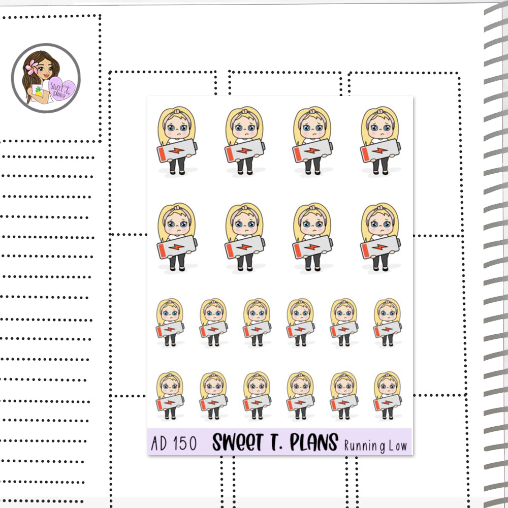 Aleyna Running Low Energy Tired Planner Sticker Sheet (AD150)