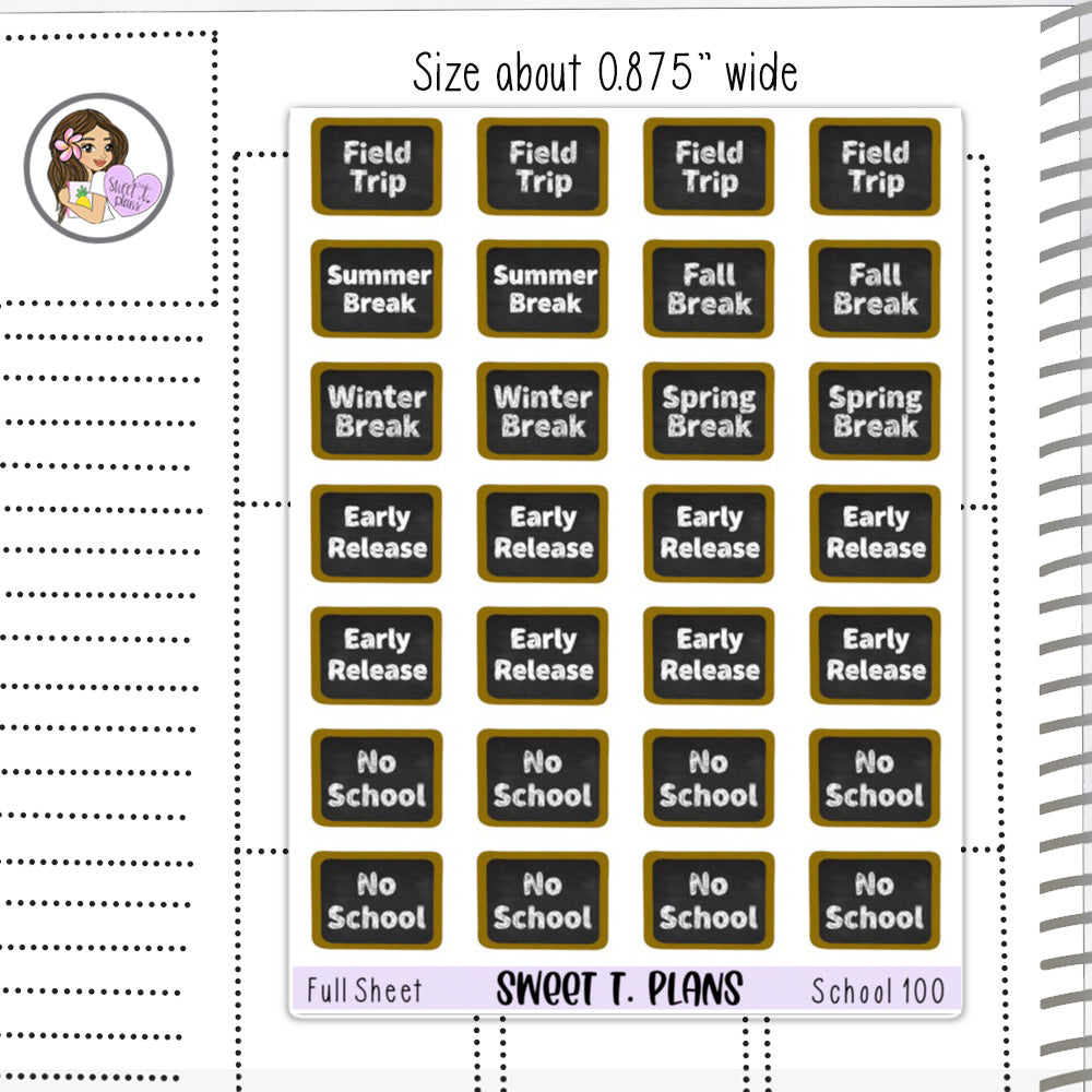 School Stickers Planner Sticker Sheet