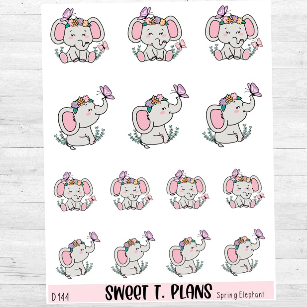 Spring Elephant Planner Sticker Sheet  (D144)