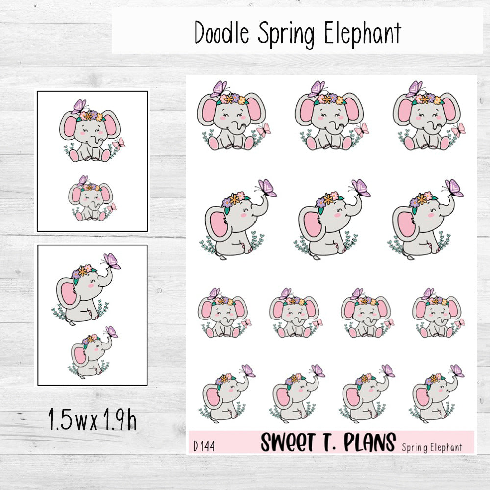 Spring Elephant Planner Sticker Sheet  (D144)