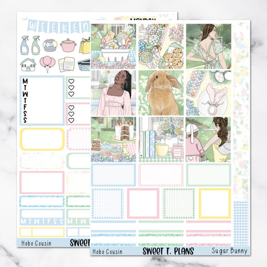 Sugar Bunny Easter  Hobonichi Cousin Weekly Sticker Kit