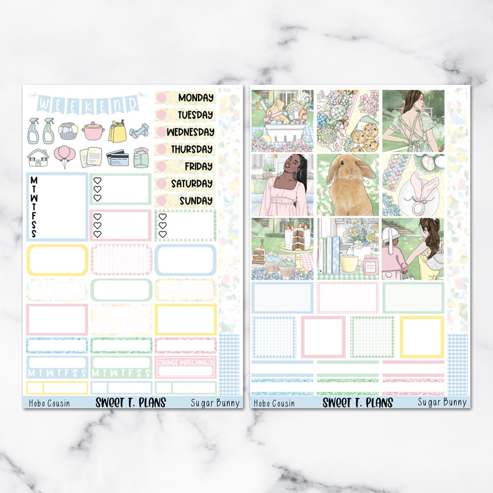 Sugar Bunny Easter  Hobonichi Cousin Weekly Sticker Kit