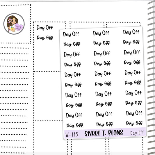 Day Off Word Stickers Planner Sticker Sheet (W-115)