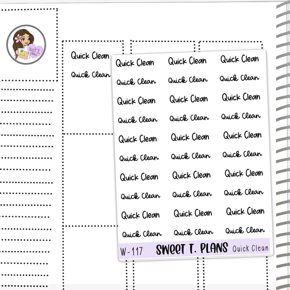Quick Clean Word Stickers Planner Sticker Sheet (W-117)