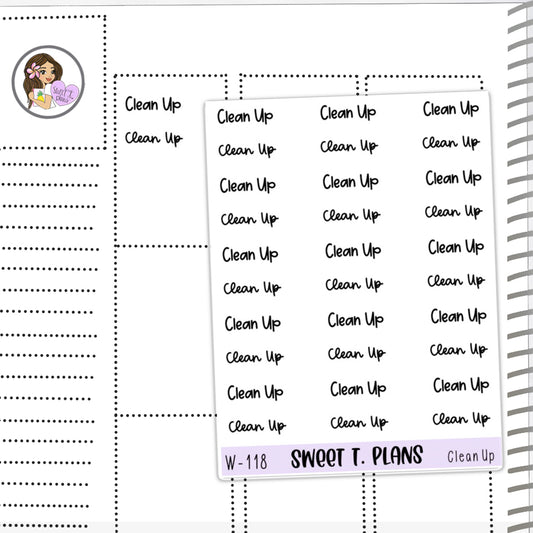 Clean Up  Word Stickers Planner Sticker Sheet (W-118)