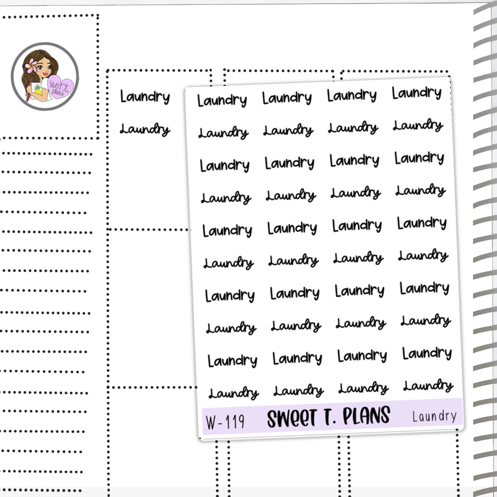 Laundry  Word Stickers Planner Sticker Sheet (W-119)