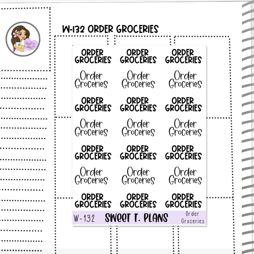 Order Groceries Word Planner Sticker Sheet (W132)