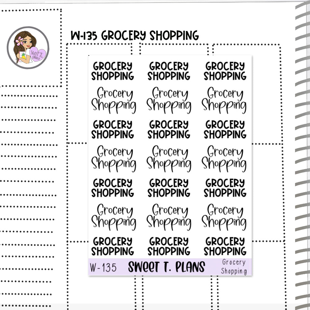 Grocery Shopping Word Planner Sticker Sheet (W135)