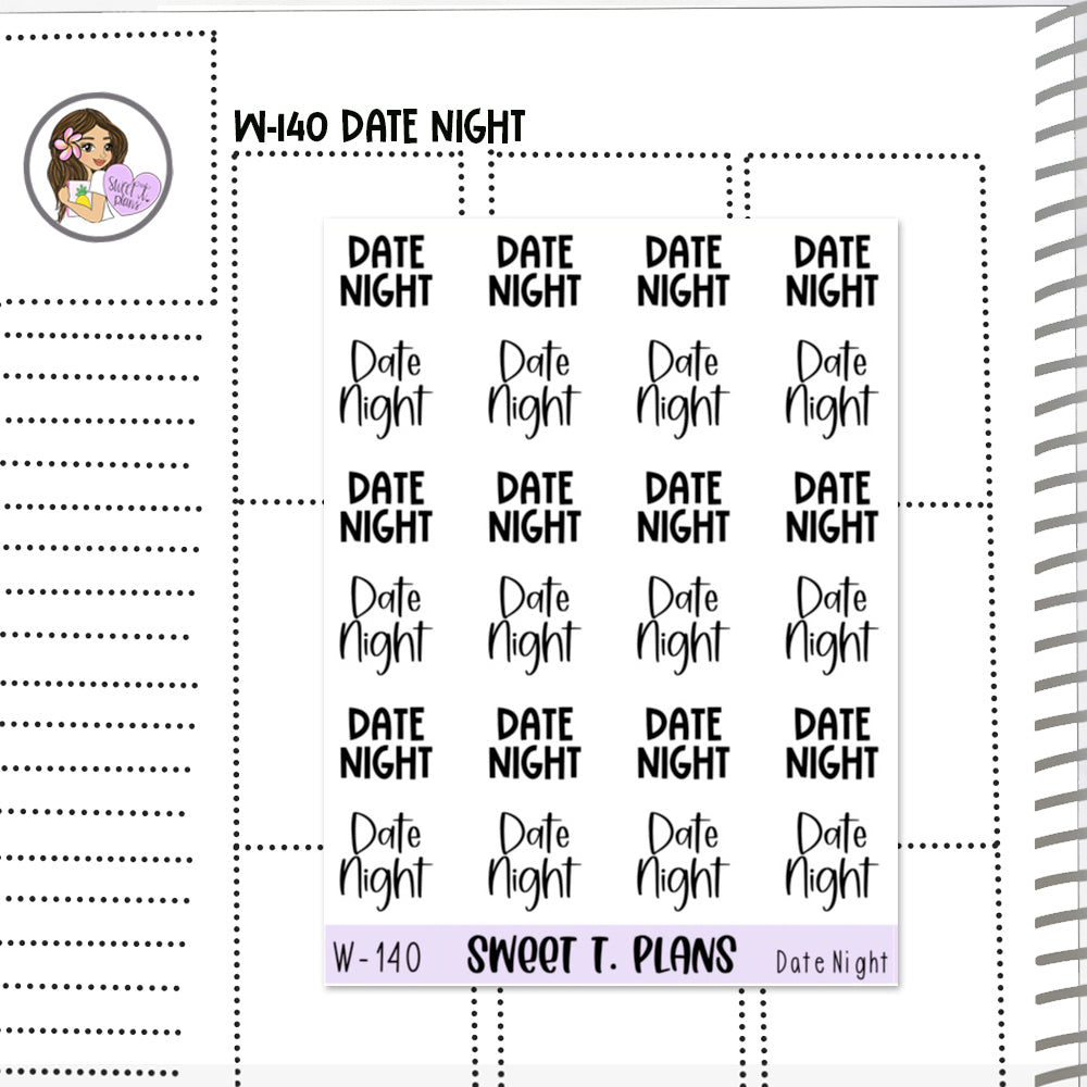 Date Night Word Planner Sticker Sheet (W140)