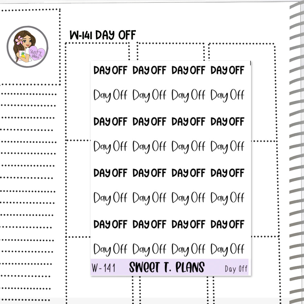 Day Off Word Planner Sticker Sheet (W141)