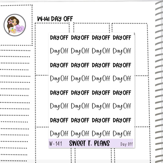 Day Off Word Planner Sticker Sheet (W141)