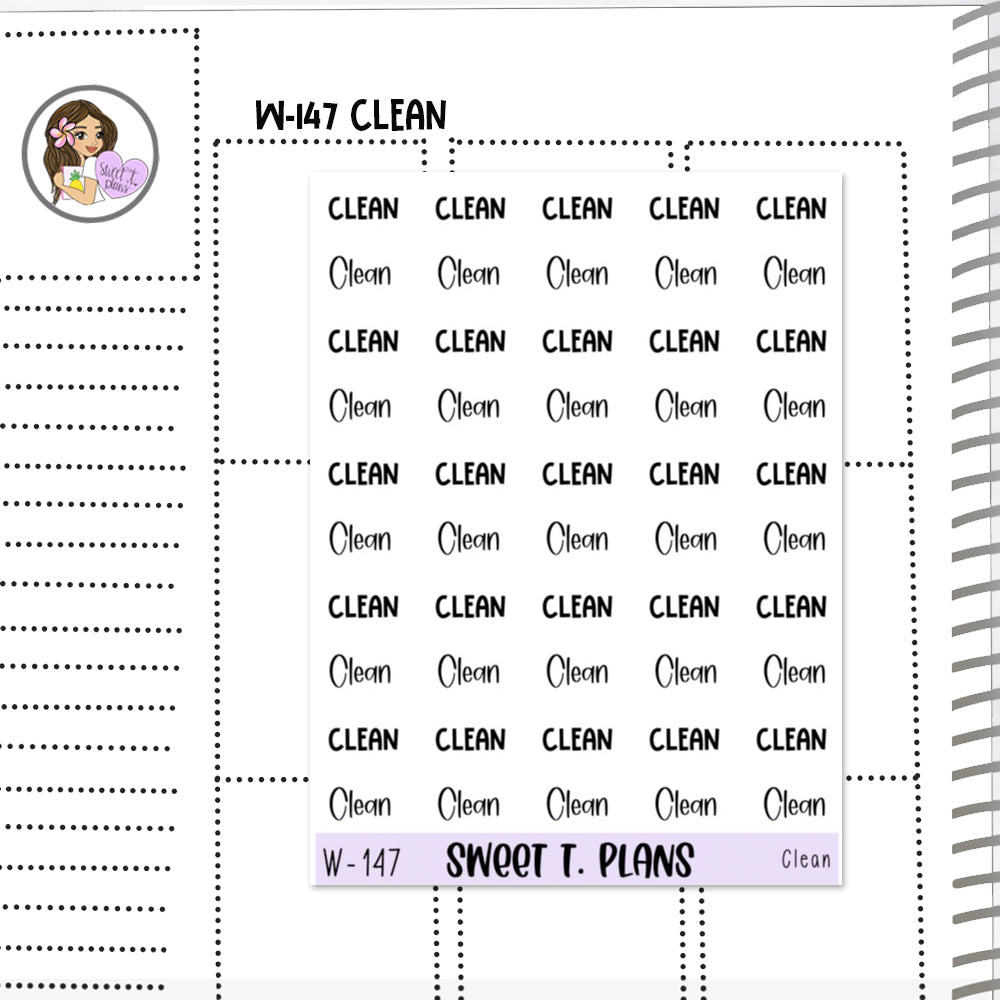 Clean Word Planner Sticker Sheet (W147)