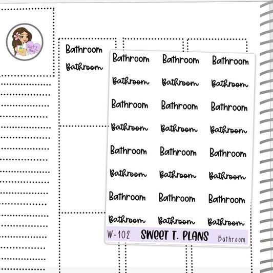 Bathroom Word Stickers Planner Sticker Sheet (W-102)