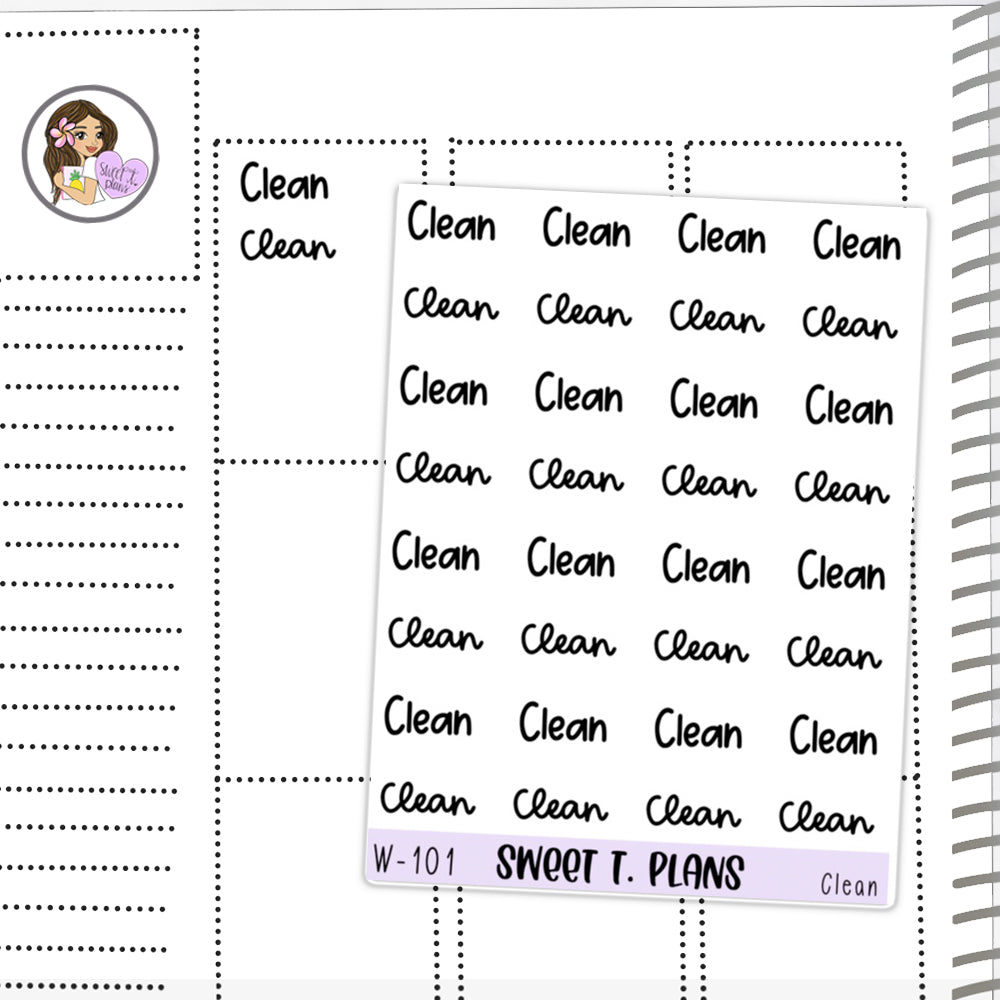 Clean Word Stickers Planner Sticker Sheet (W-101)