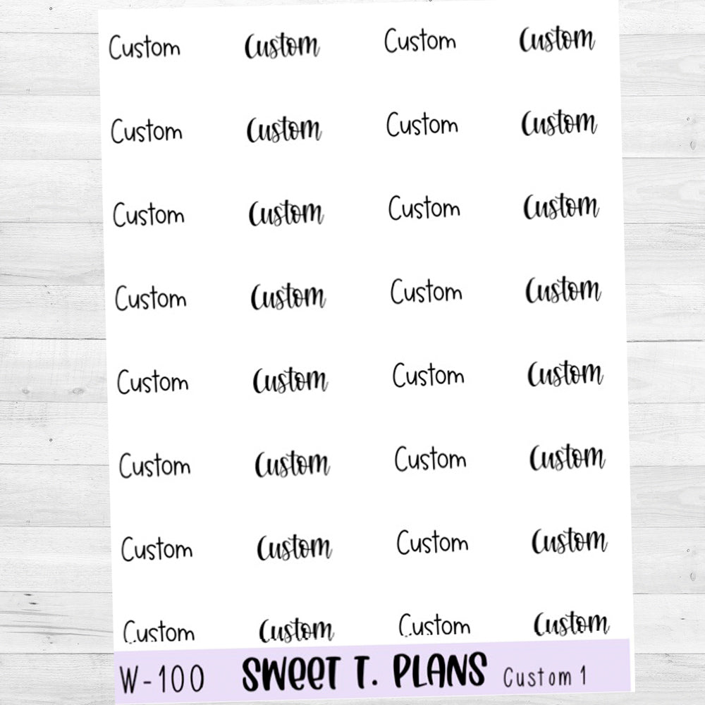 Custom Word Set 1 Planner Sticker Sheet