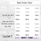 Custom Word Set 2 Planner Sticker Sheet w101