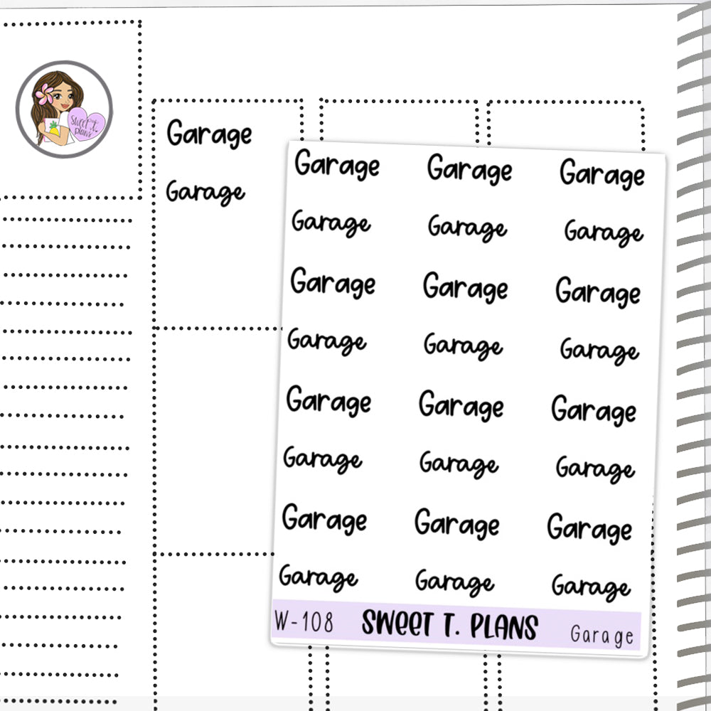 Garage  Word Stickers Planner Sticker Sheet (W-108)