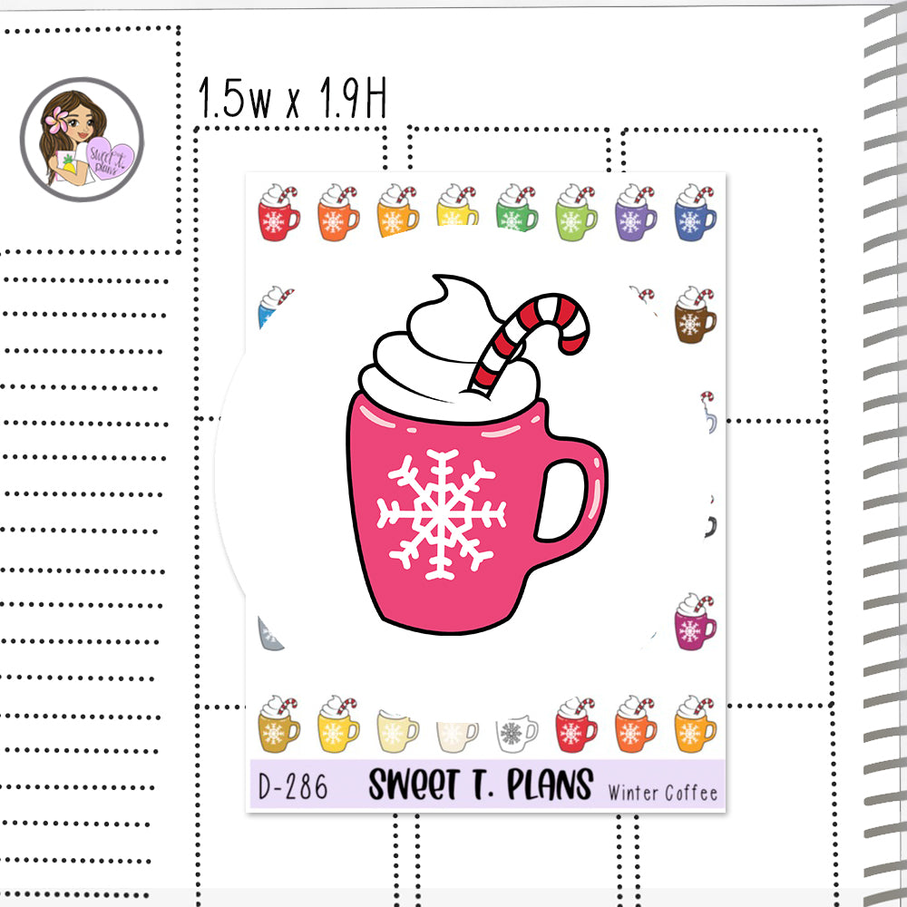 Hot Peppermint Chocolate Cocoa Doodles Planner Sticker Sheet (D 286)