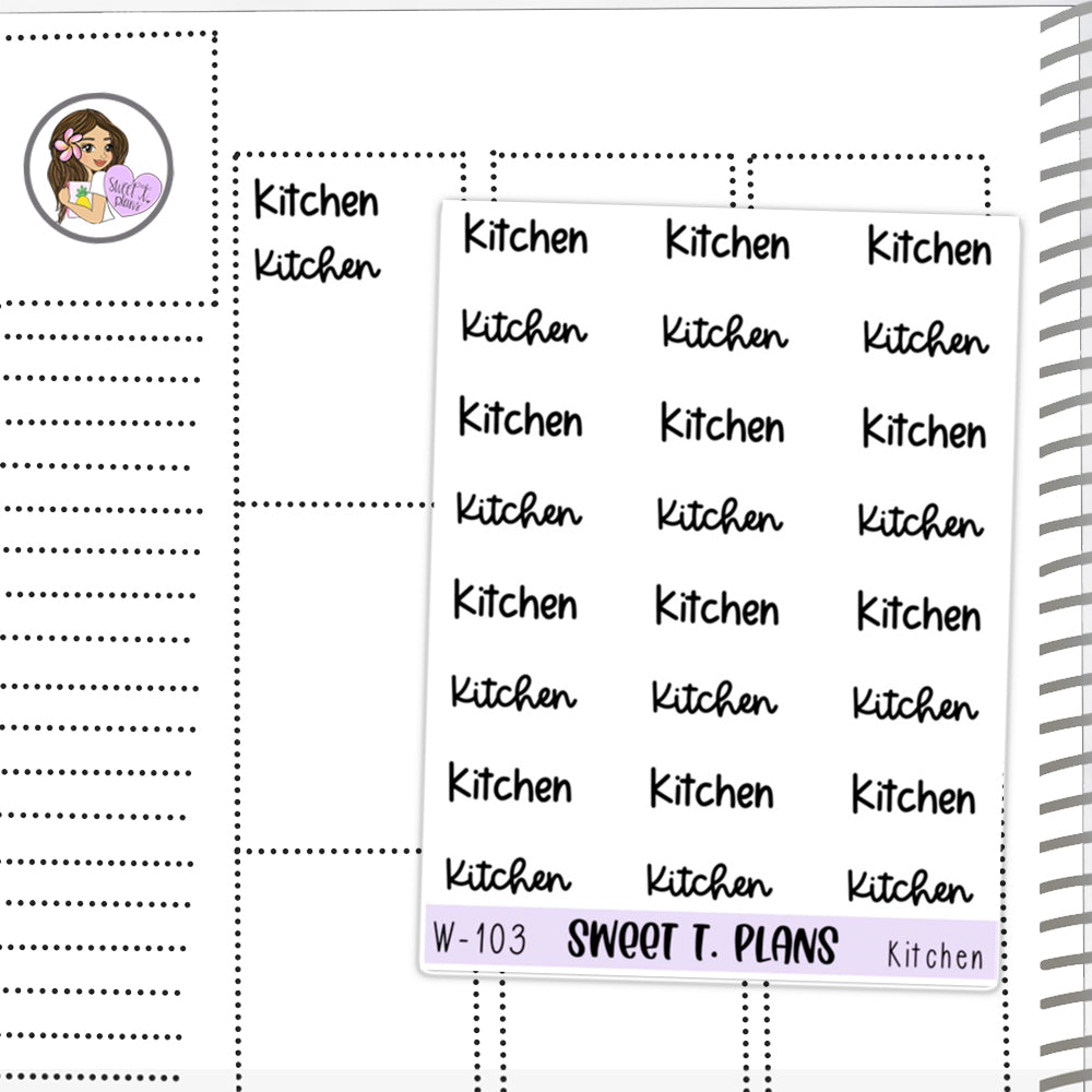 Kitchen Word Stickers Planner Sticker Sheet (W-103)