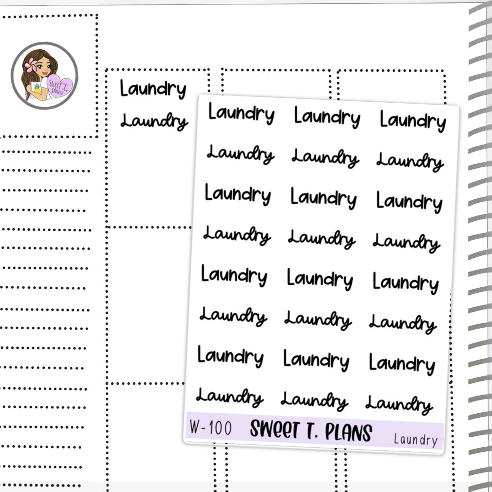 Laundry Word Stickers Planner Sticker Sheet (W-100)