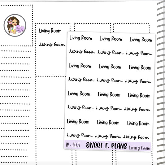 Living Room Word Stickers Planner Sticker Sheet (W-105)
